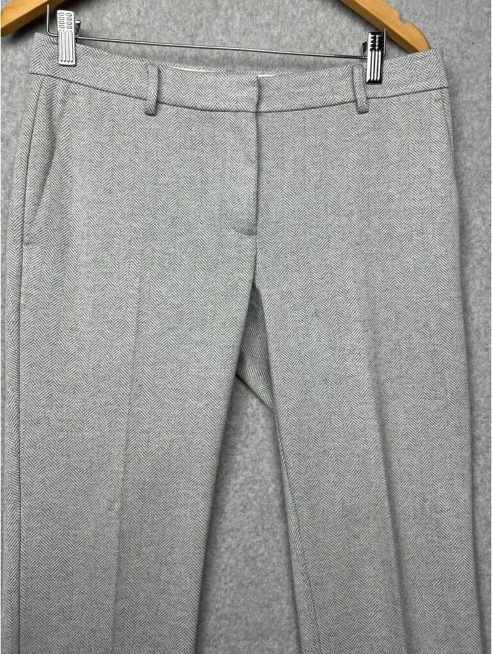 Ann Taylor Herringbone Ankle Pants Women Petite 6P Gray Office City Work Casual*